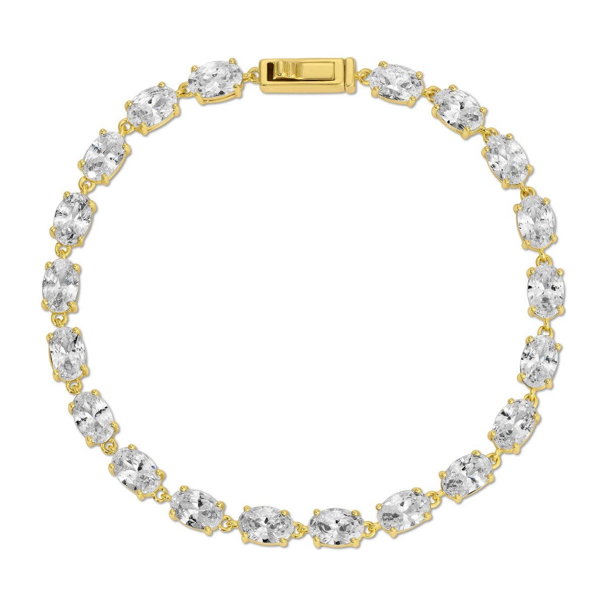 Gold Oval Tennis Bracelet - 7" by Elizabeth Stone Jewelry