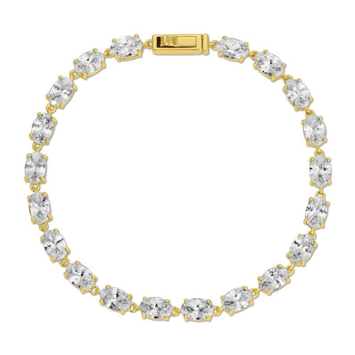 Gold Oval Tennis Bracelet - 7" by Elizabeth Stone Jewelry