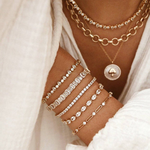 Gold Oval Tennis Bracelet - 7" by Elizabeth Stone Jewelry