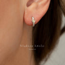 Gold Solitaire Opal and CZ Huggie Hoops by HolyBang Jewels
