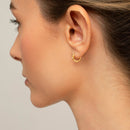 Gold Solitaire Opal and CZ Huggie Hoops by HolyBang Jewels