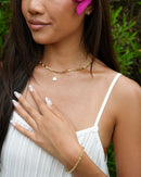 14k Vermeil Genuine Opal and CZ Stone Pendant Necklace by Emily Volaski