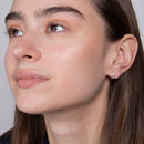 Gold Solitaire Opal and CZ Huggie Hoops by HolyBang Jewels