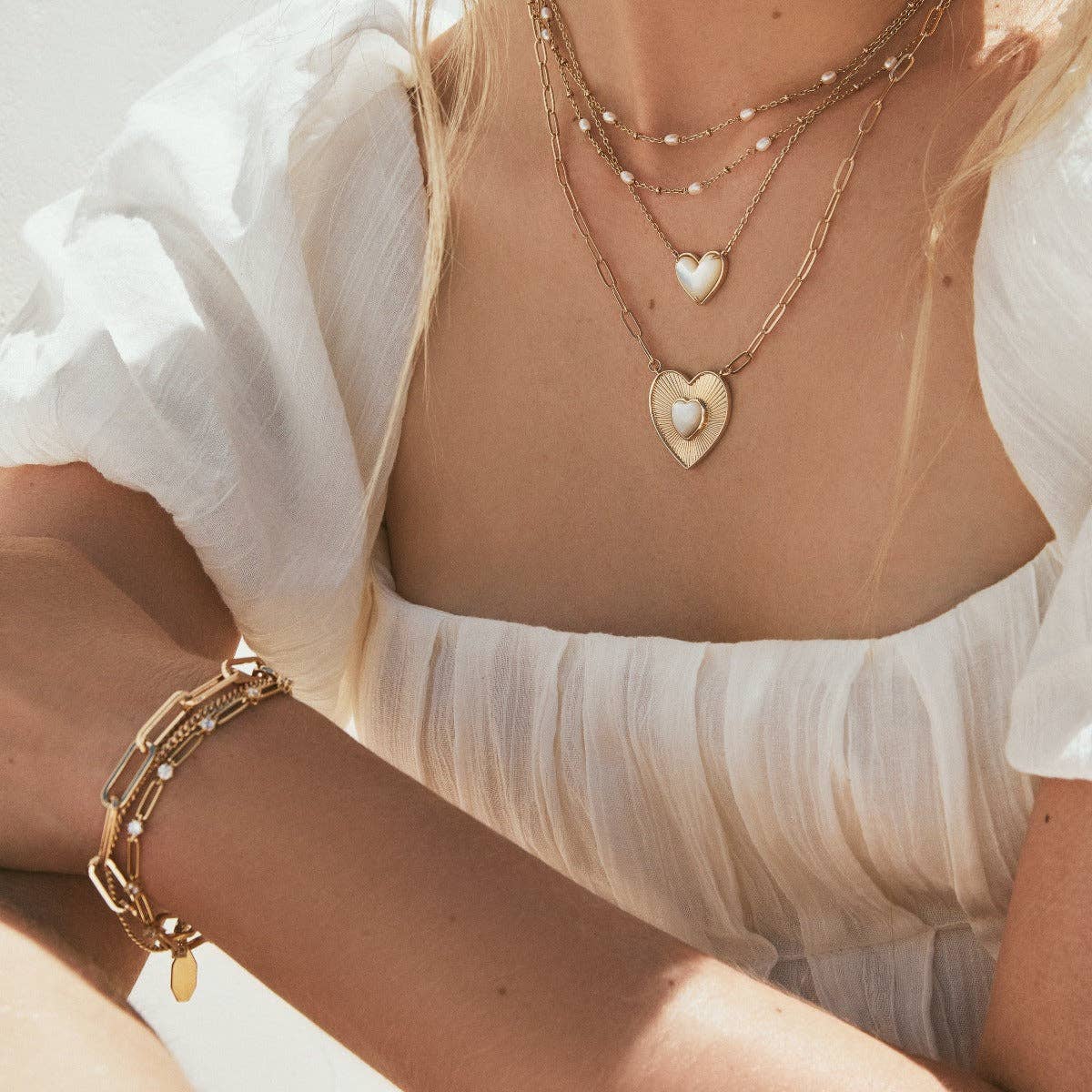 Gold Sparkle Link Bracelet by Elizabeth Stone Jewelry