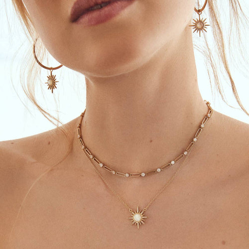 Gold Sparkle Link Necklace by Elizabeth Stone Jewelry