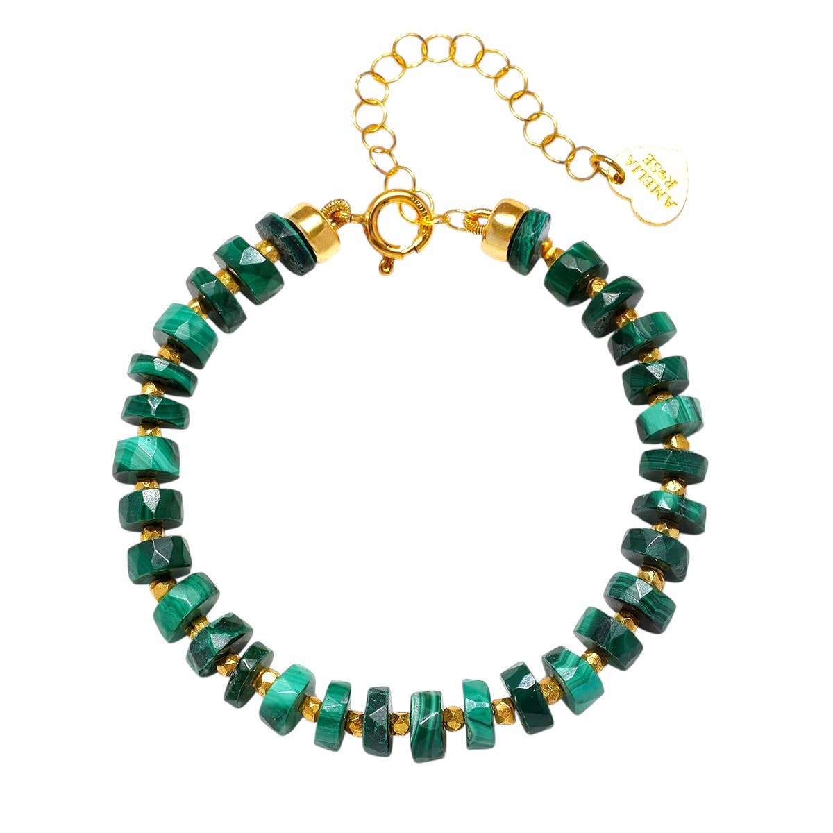 Gold Vermeil and Malachite Heishi Sparkle Bracelet