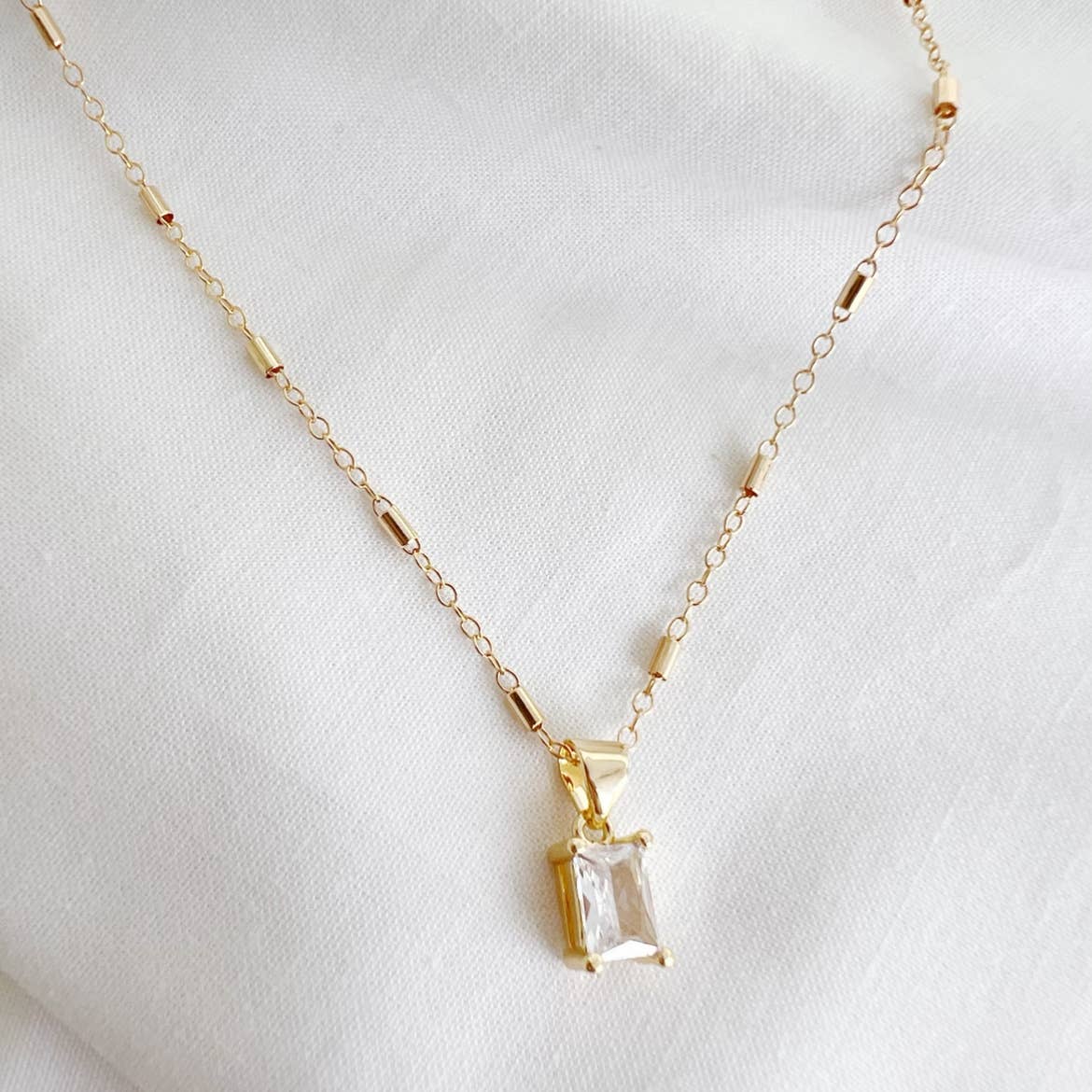 Goldie Clear CZ Pendant Necklace Gold Filled