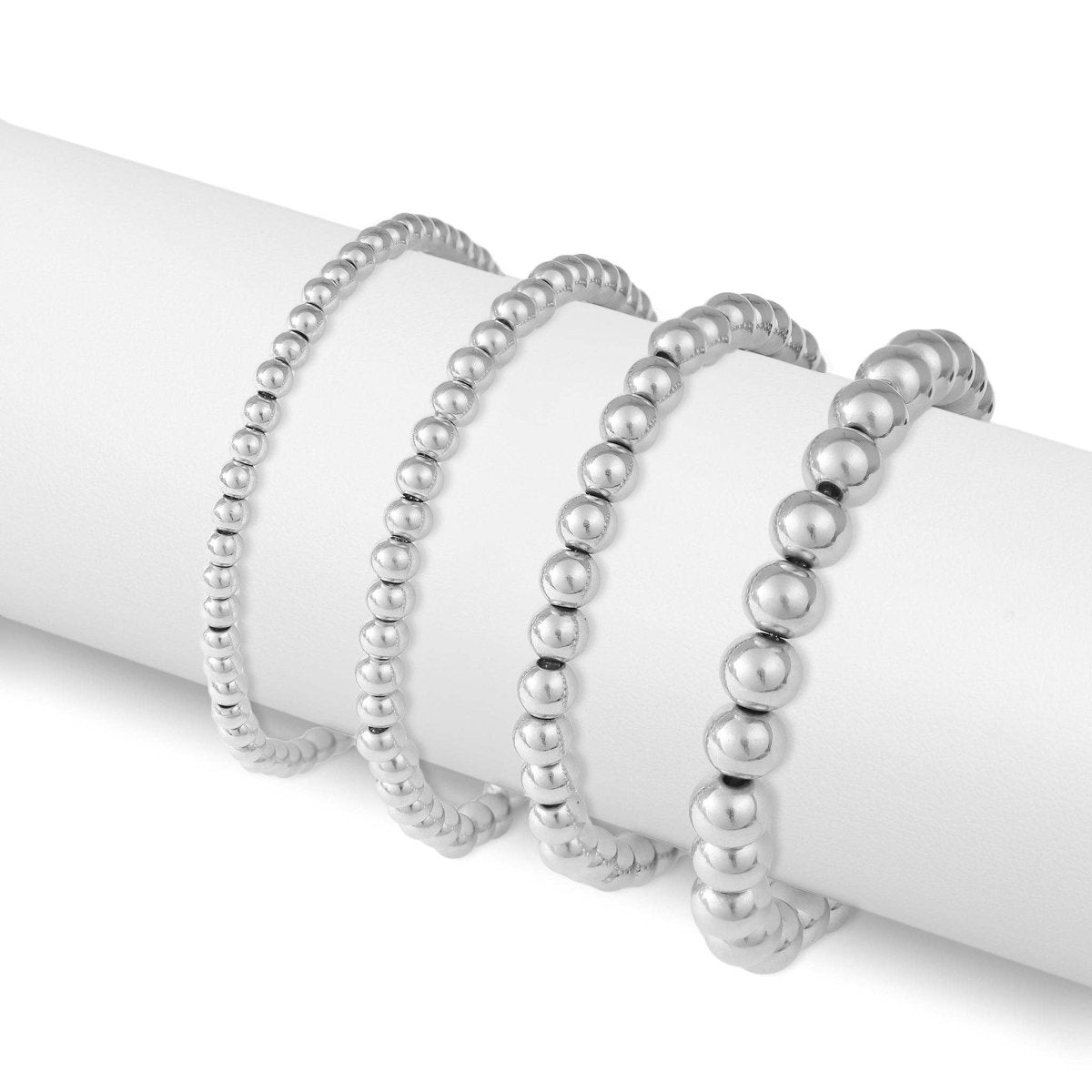 Hardware Stainless Steel 6mm Bead Stretch Bracelet