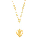 Head Over Heels 14K Gold Oversized Puffy Heart Necklace
