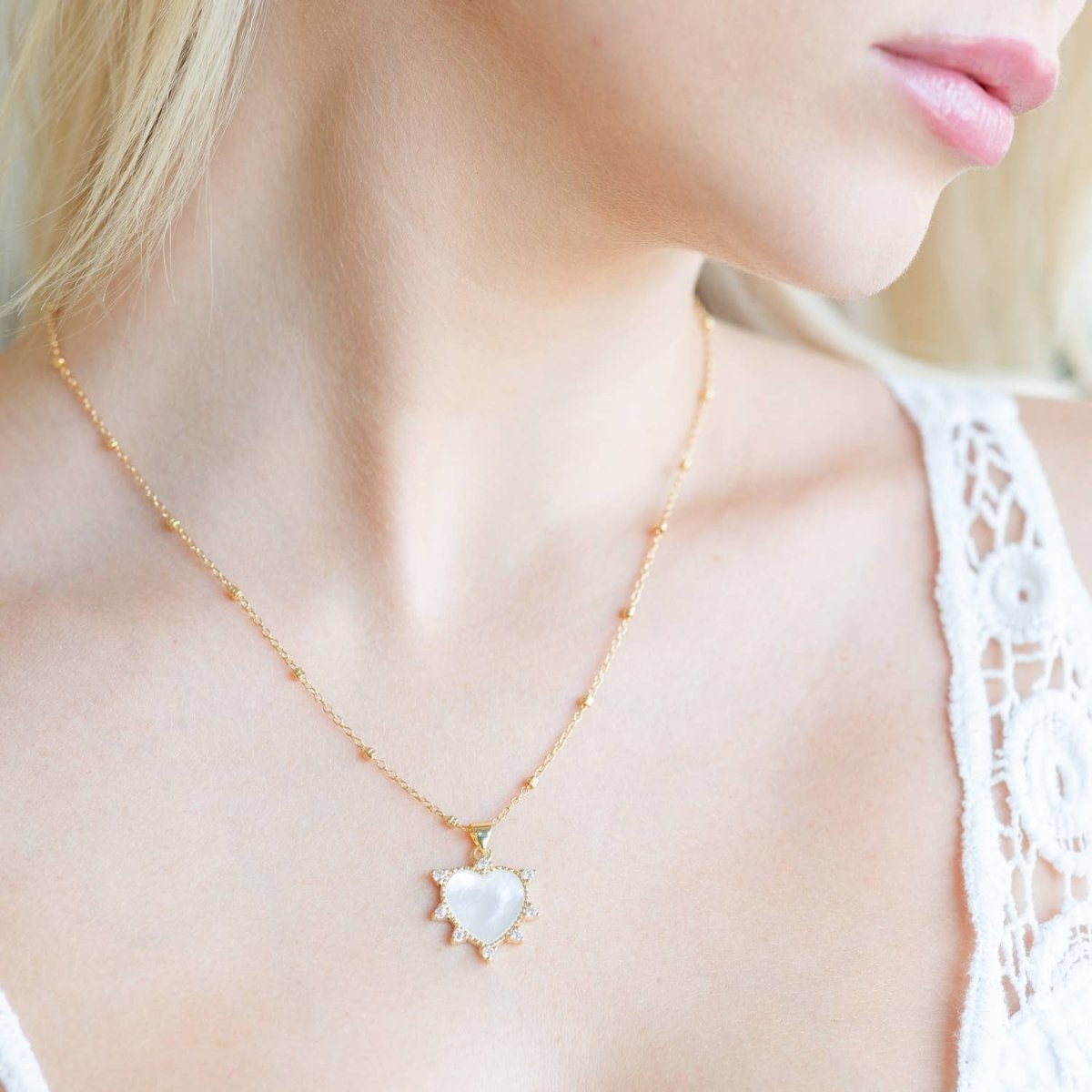 Heather Heart And Cz Pendant Necklace for Elegant Style
