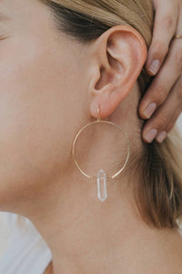 Hoops - Clear Quartz - Gold Earrings for Stylish Elegance