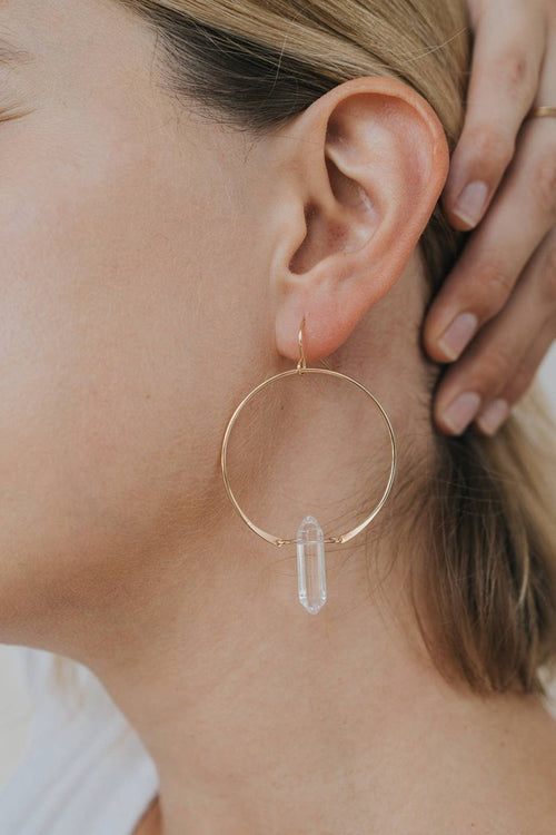 Gold and Quartz Hoops