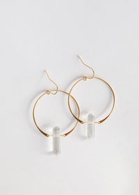 Hoops - Clear Quartz - Gold Earrings for Stylish Elegance