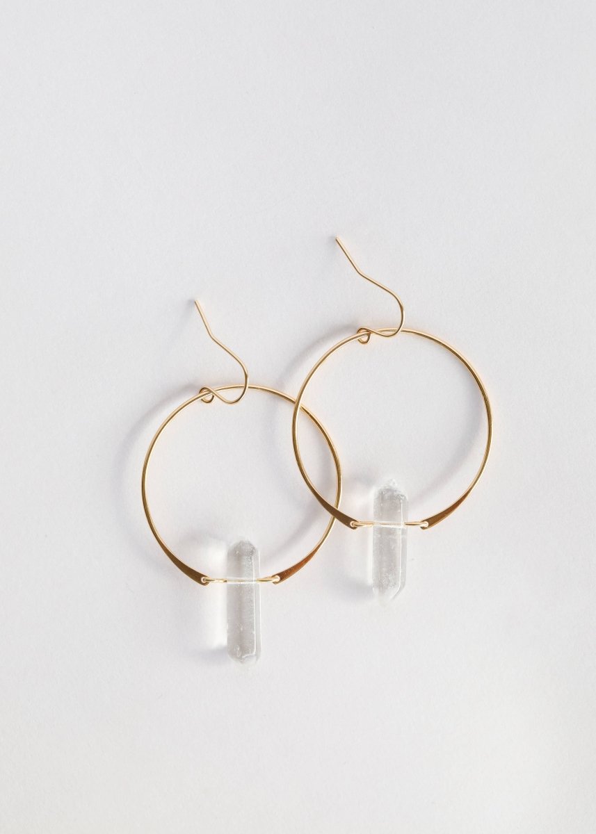 Hoops - Clear Quartz - Gold Earrings for Stylish Elegance