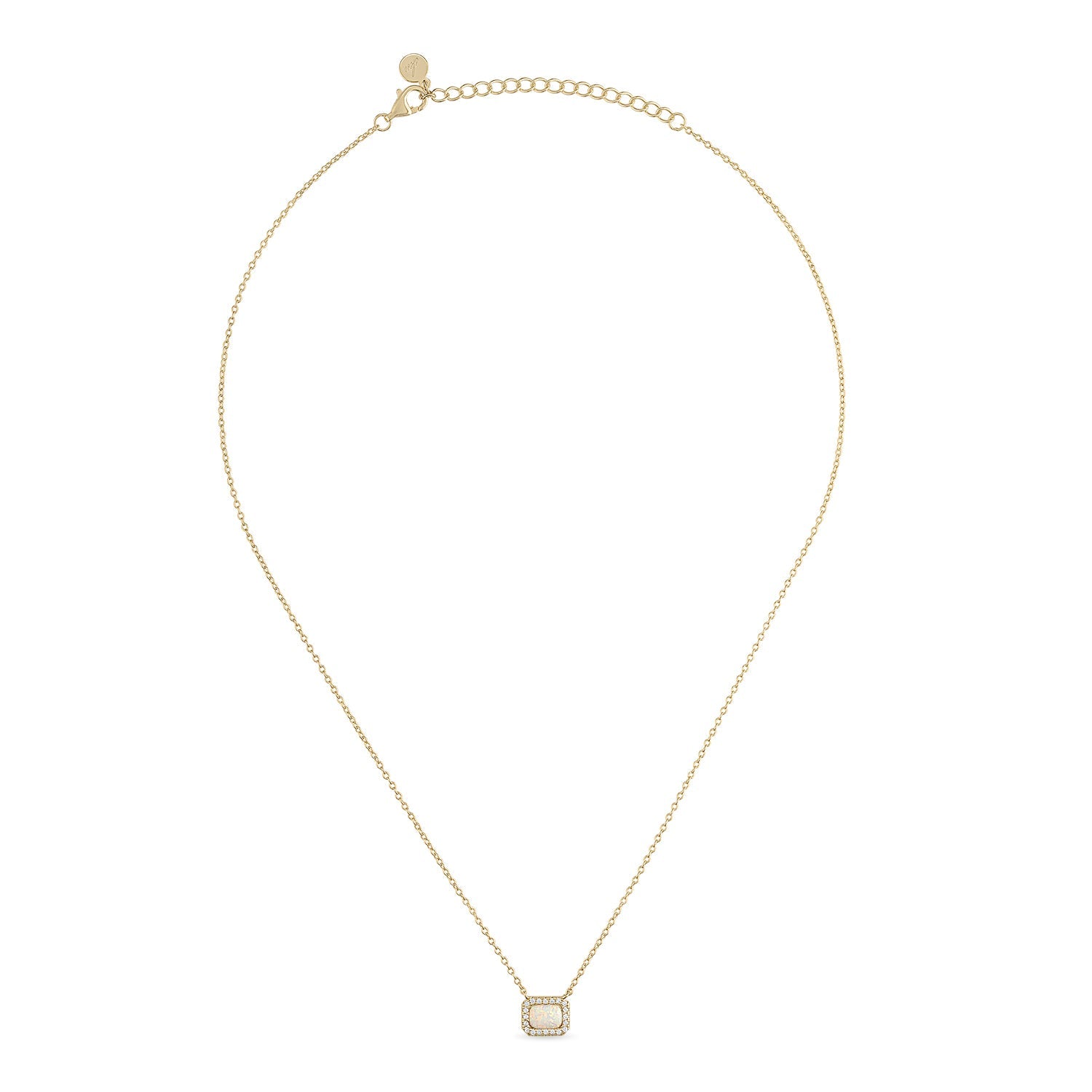 14k Vermeil Genuine Opal and CZ Stone Pendant Necklace