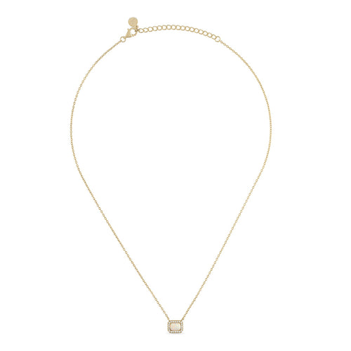14k Vermeil Genuine Opal and CZ Stone Pendant Necklace