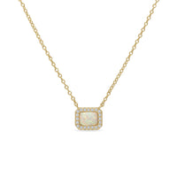 14k Vermeil Genuine Opal and CZ Stone Pendant Necklace