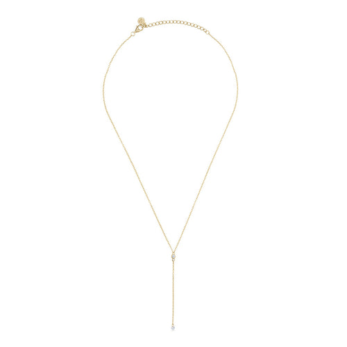 925 Sterling Silver CZ Stone Lariat Necklace