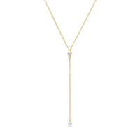 925 Sterling Silver CZ Stone Lariat Necklace