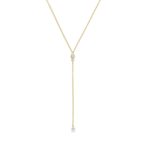 925 Sterling Silver CZ Stone Lariat Necklace