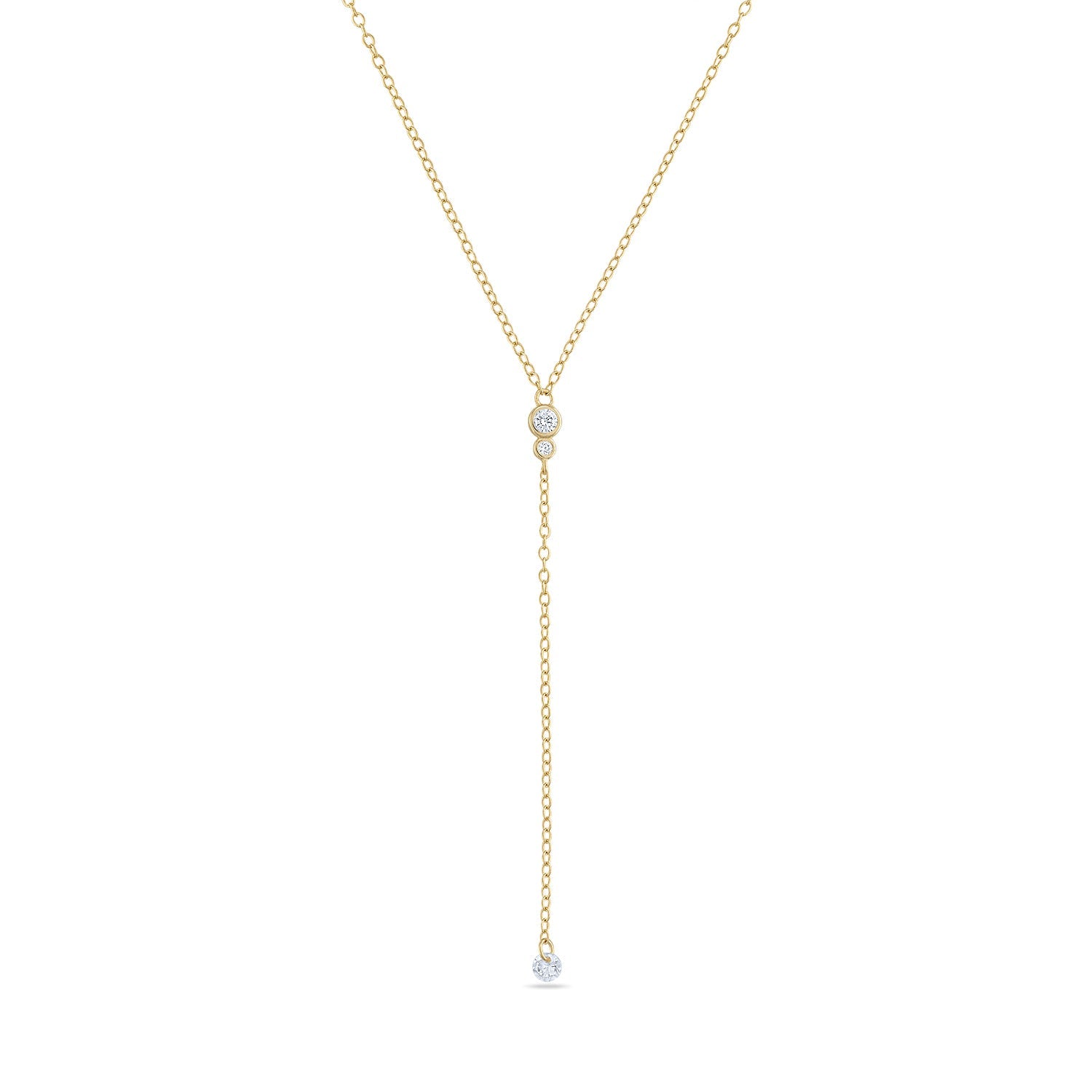 14k Vermeil CZ Stone Lariat Necklace