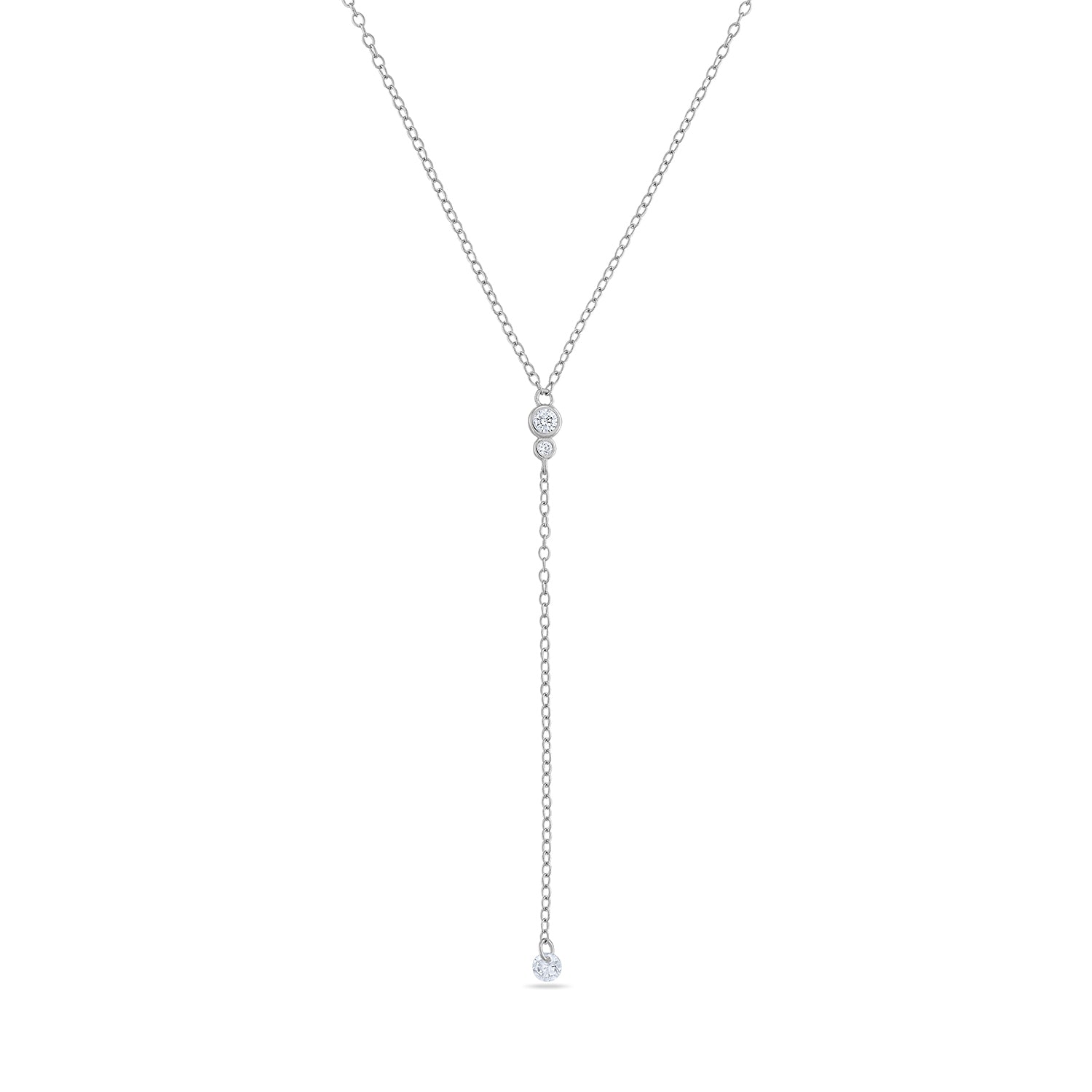 14k Vermeil CZ Stone Lariat Necklace