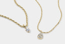 14k Vermeil Diamond-Cut Chain Necklace with White Sapphire Teardrop