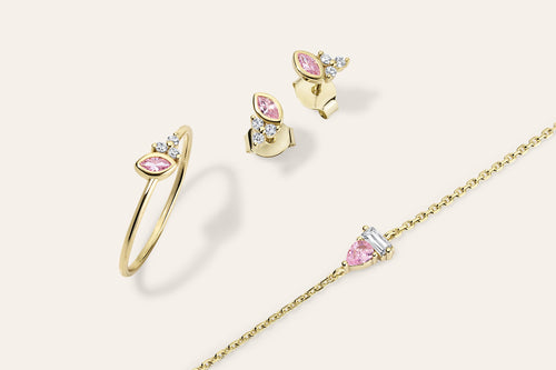 14k Vermeil Pink Sapphire & CZ Cluster Ring