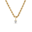 14k Gold Diamond Pendant on Rope Chain Necklace