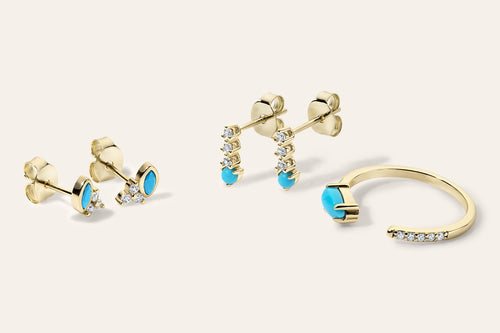 14k Vermeil Turquoise & CZ Open Band Wrap Ring