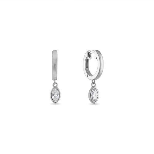 14k Vermeil Marquise Bezel CZ Drop Huggie