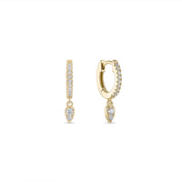 925 Sterling Silver Teardrop Dangle Huggie Earrings