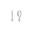 925 Sterling Silver Teardrop Dangle Huggie Earrings