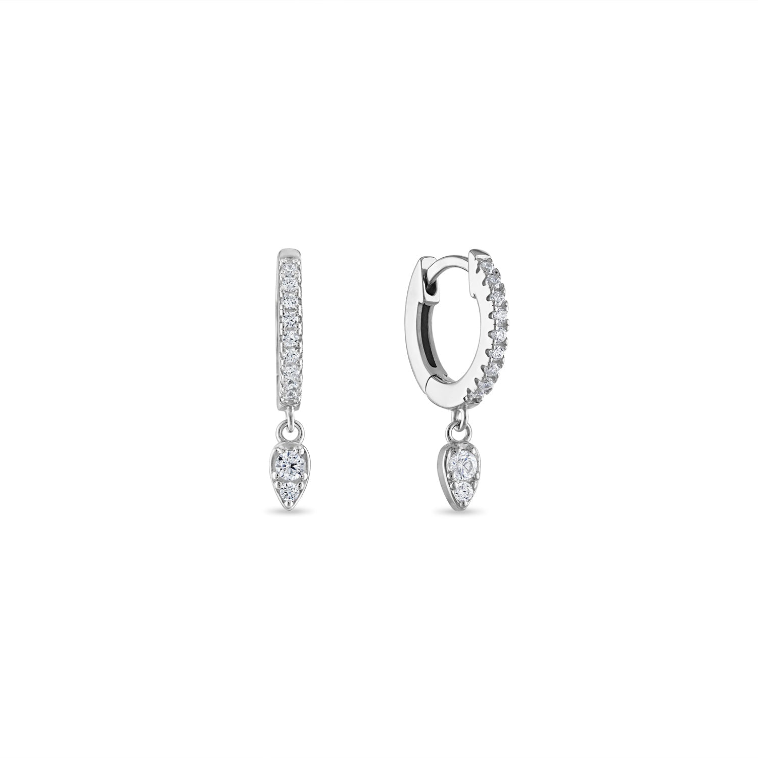 925 Sterling Silver Teardrop Dangle Huggie Earrings