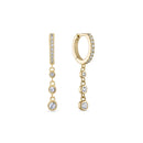 925 Sterling Silver Dangle Drop Bezel cz Huggie Earrings