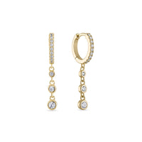 925 Sterling Silver Dangle Drop Bezel cz Huggie Earrings