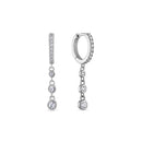 925 Sterling Silver Dangle Drop Bezel cz Huggie Earrings
