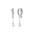 14k Vermeil Cluster Huggie with Dangle Chain Drop Earrings