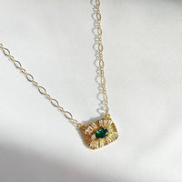 Gold and Jade Evil Eye Pendant Necklace