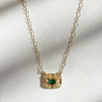 Gold and Jade Evil Eye Pendant Necklace