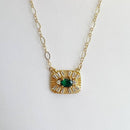 Gold and Jade Evil Eye Pendant Necklace