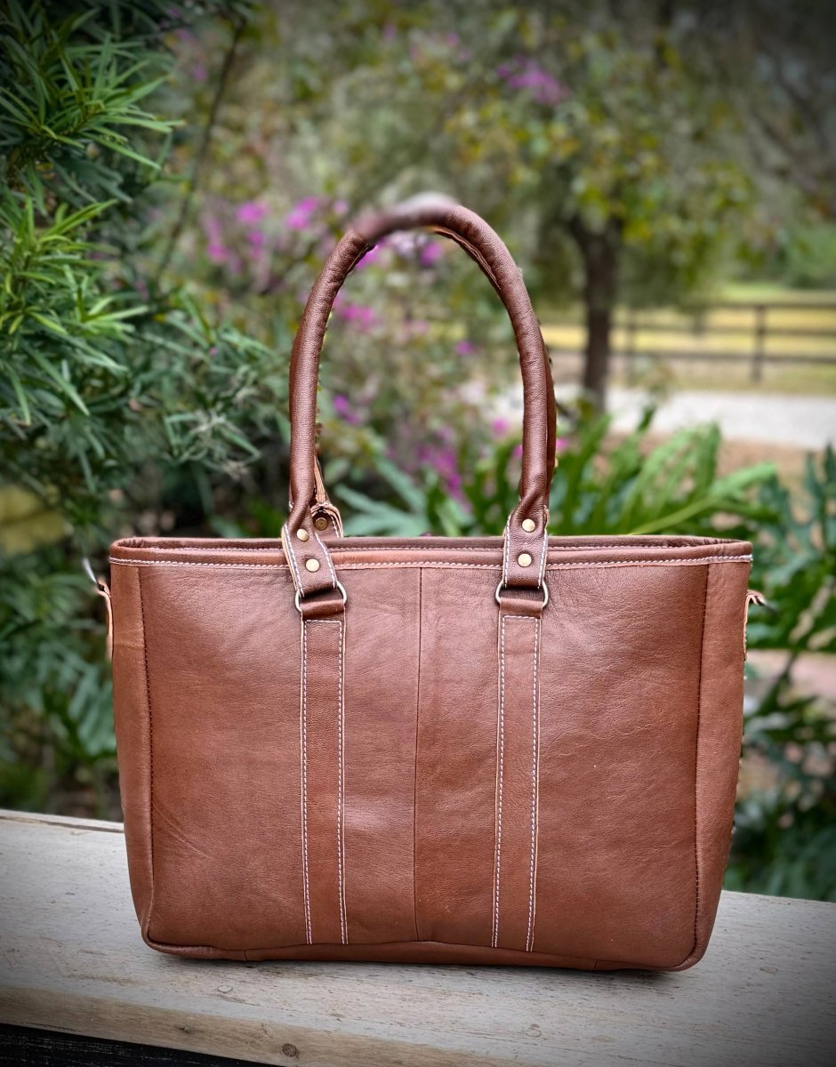 Kara Upcycled Cowhide Leather Tote Crossbody Bag Western