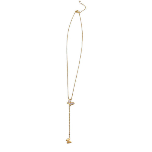 Katie Butterfly Lariat Necklace - 14k Gold Vermeil