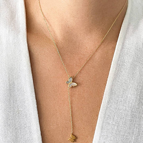 Katie Butterfly Lariat Necklace - 14k Gold Vermeil