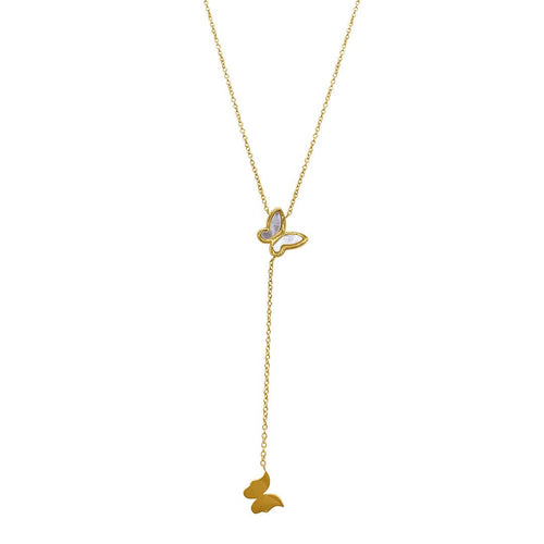Katie Butterfly Lariat Necklace - 14k Gold Vermeil