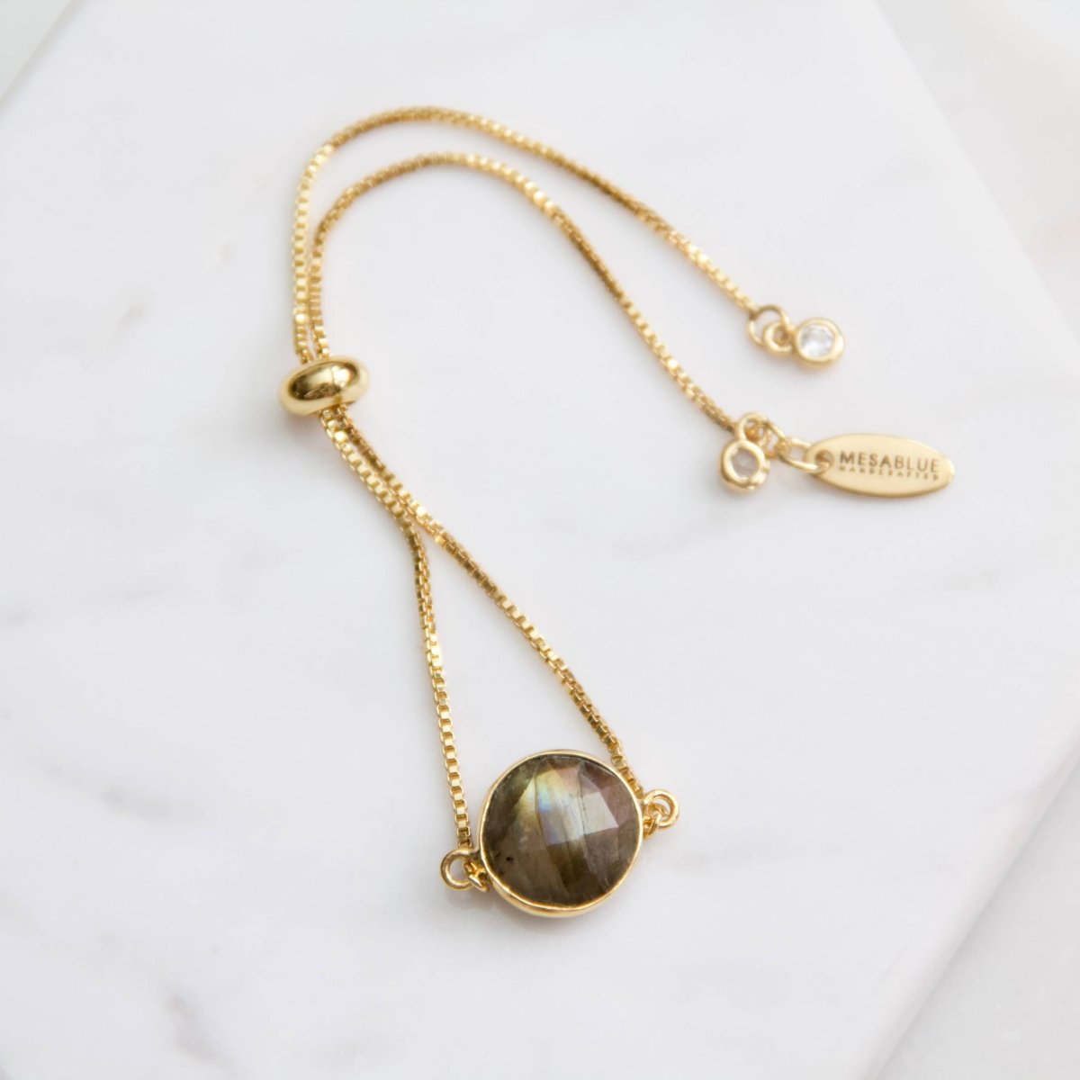 Labradorite Coin Adjustable Bracelet