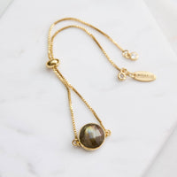 Labradorite Coin Adjustable Bracelet