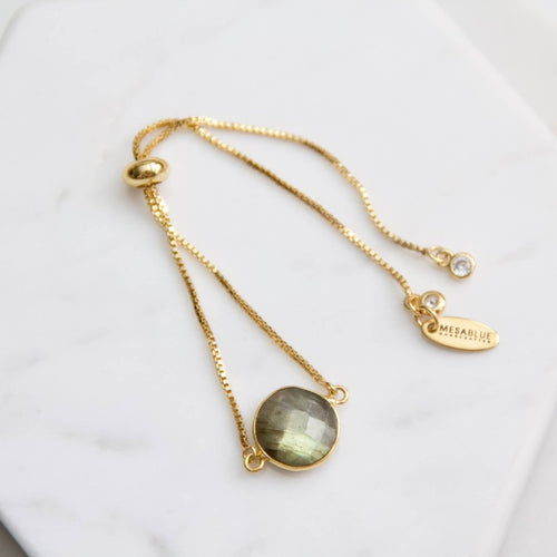 Labradorite Coin Adjustable Bracelet