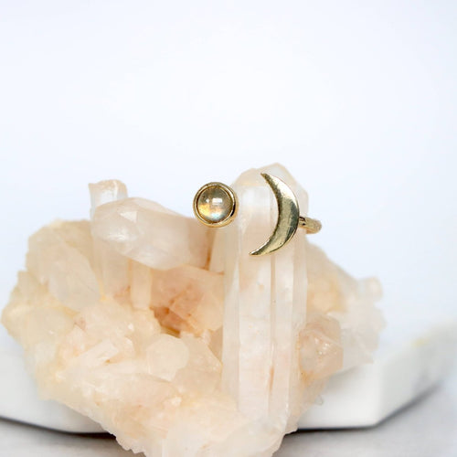 Labradorite Crescent Ring