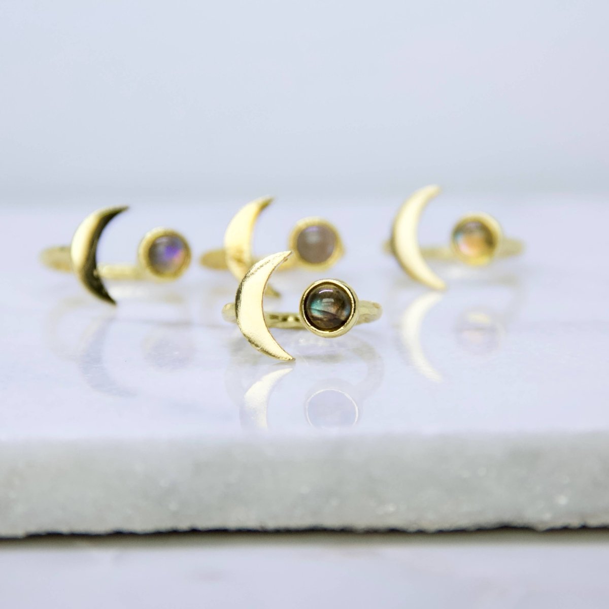 Labradorite Crescent Ring